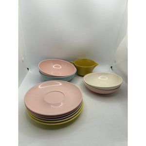 Mel Mac Allied Chemical Marcrest Lot Of 10 Vintage Melamine yellow pink blue etc